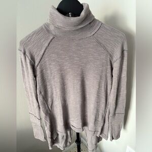 We The Free Taupe Turtleneck Textured Long Sleeve